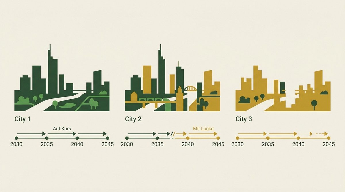 Klimaneutrale Stadt 2045 — Vergleich München, Hamburg und Berlin auf dem Reduktionspfad