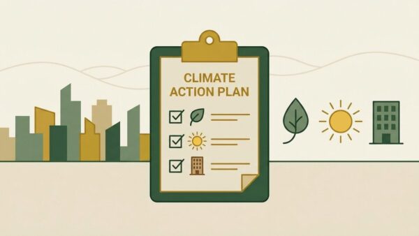 Illustration Klimaschutzkonzept für Kommunen erstellen — Schritte, Förderung und Praxistipps