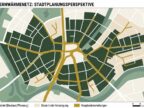 Kommunale Wärmeplanung — Versorgungsgebiete einer Stadt als schematische Planskizze