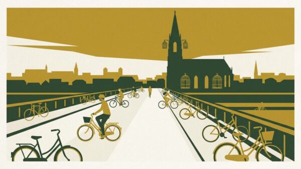 Illustration Münster Fahrradstadt Promenade Radverkehr kommunaler Klimaschutz