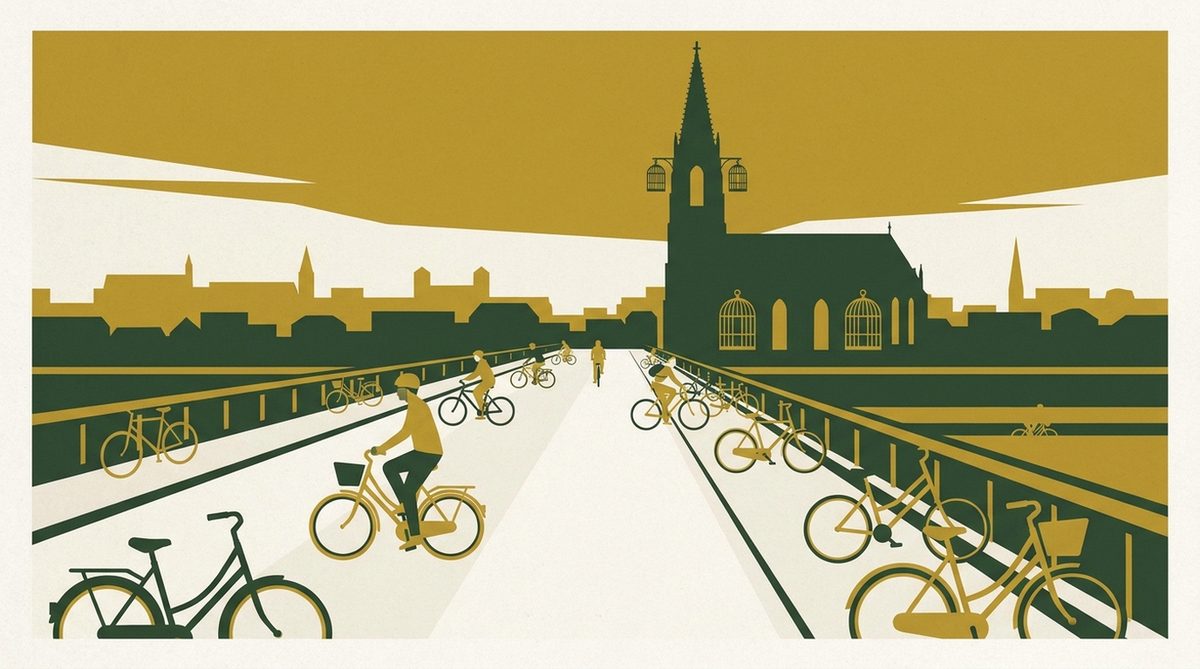 Illustration Münster Fahrradstadt Promenade Radverkehr kommunaler Klimaschutz